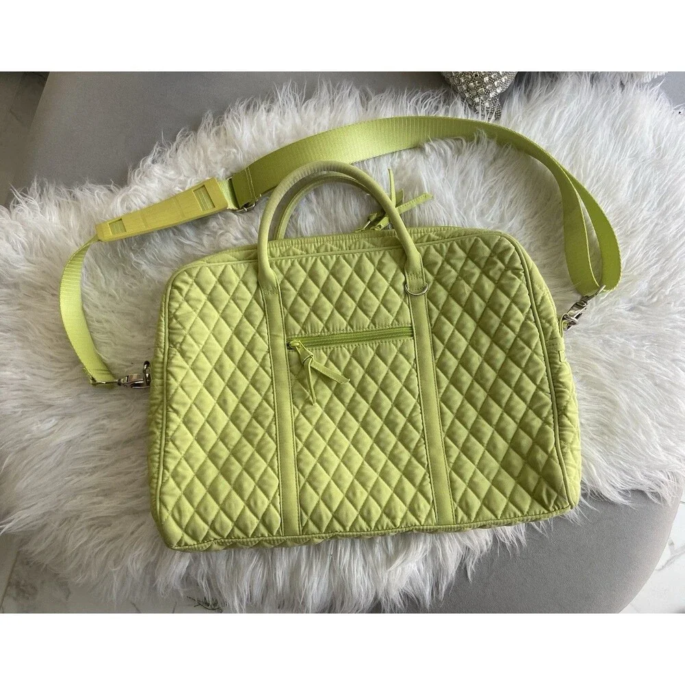 Vera Bradley Commuter Laptop Case Bag Shoulder Strap Key Lime Microfiber Large